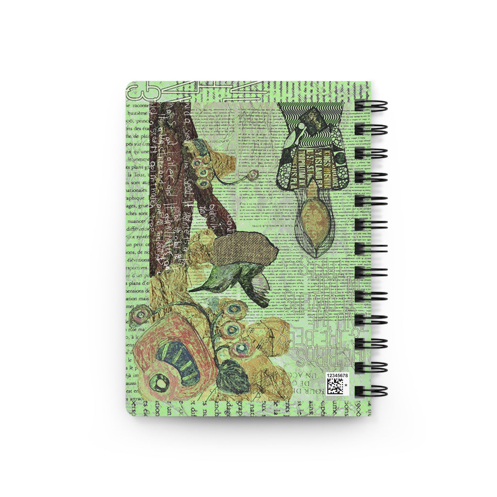 the birds & the bess botanical collage journal — vintage green floral & bird notebook