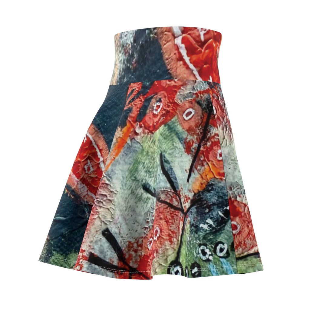 Floral Watercolor Skater Skirt — Vibrant Boho Print