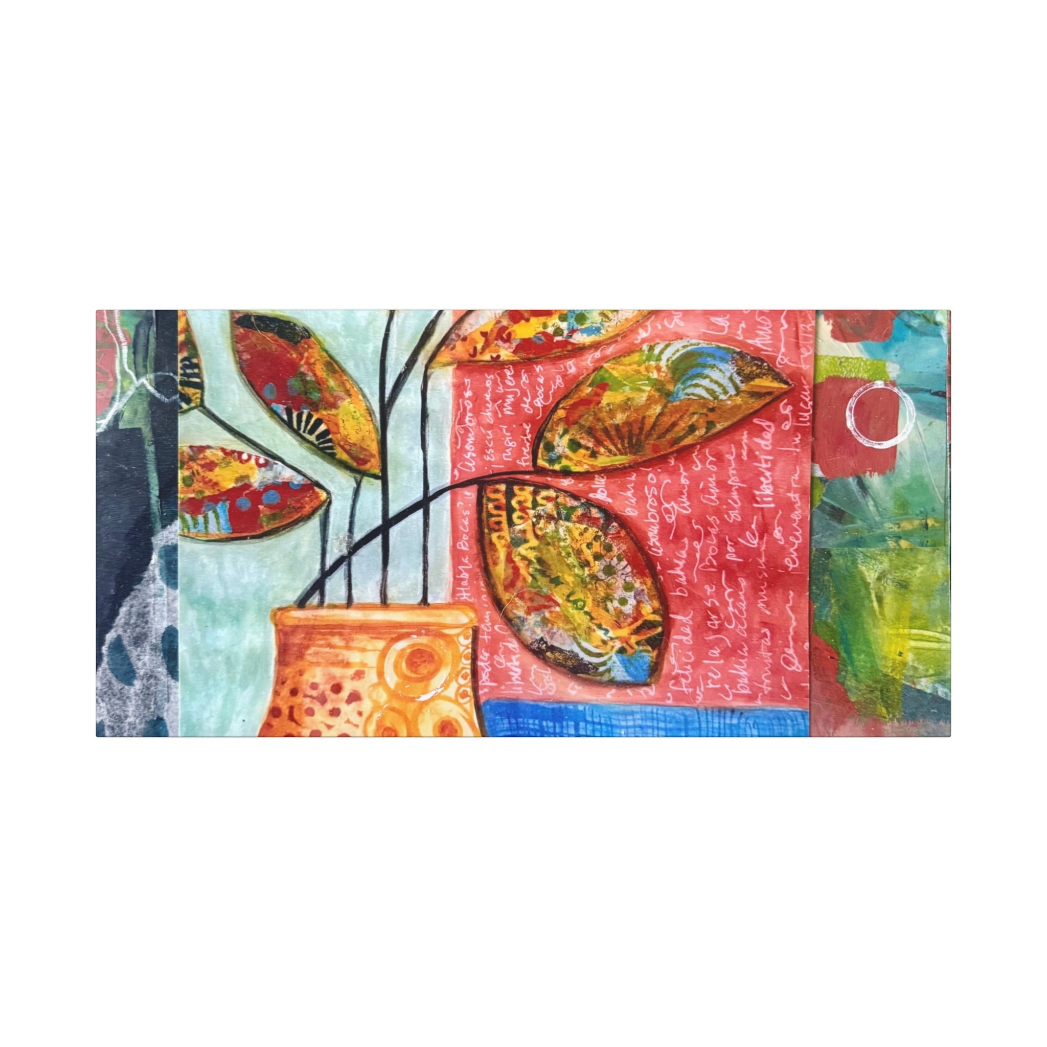 Abstract Floral Vase Canvas Print — Colorful Mixed-Media Wall Art, Matte Stretched 1.25"