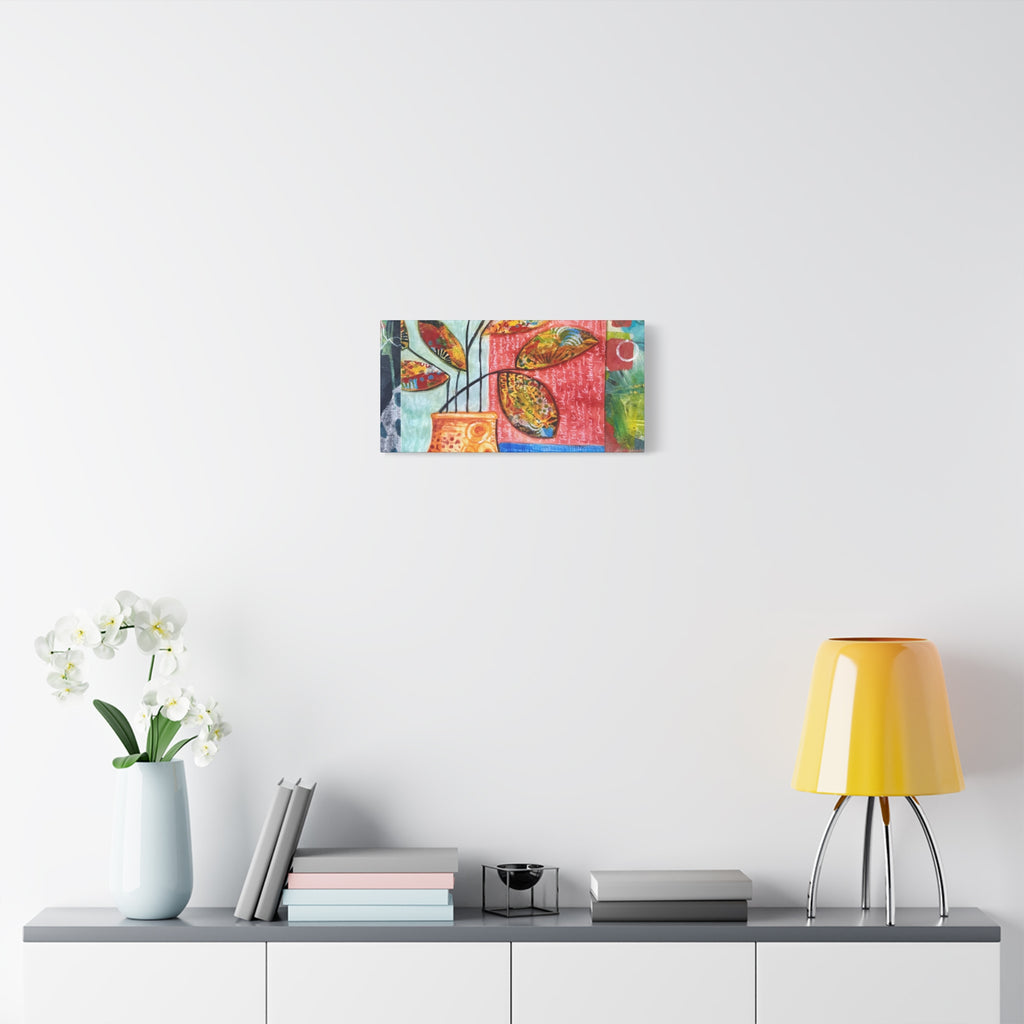 Abstract Floral Vase Canvas Print — Colorful Mixed-Media Wall Art, Matte Stretched 1.25"