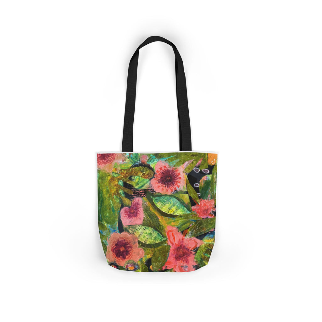 garden of Boquete canvas tote bag — colorful watercolor flowers