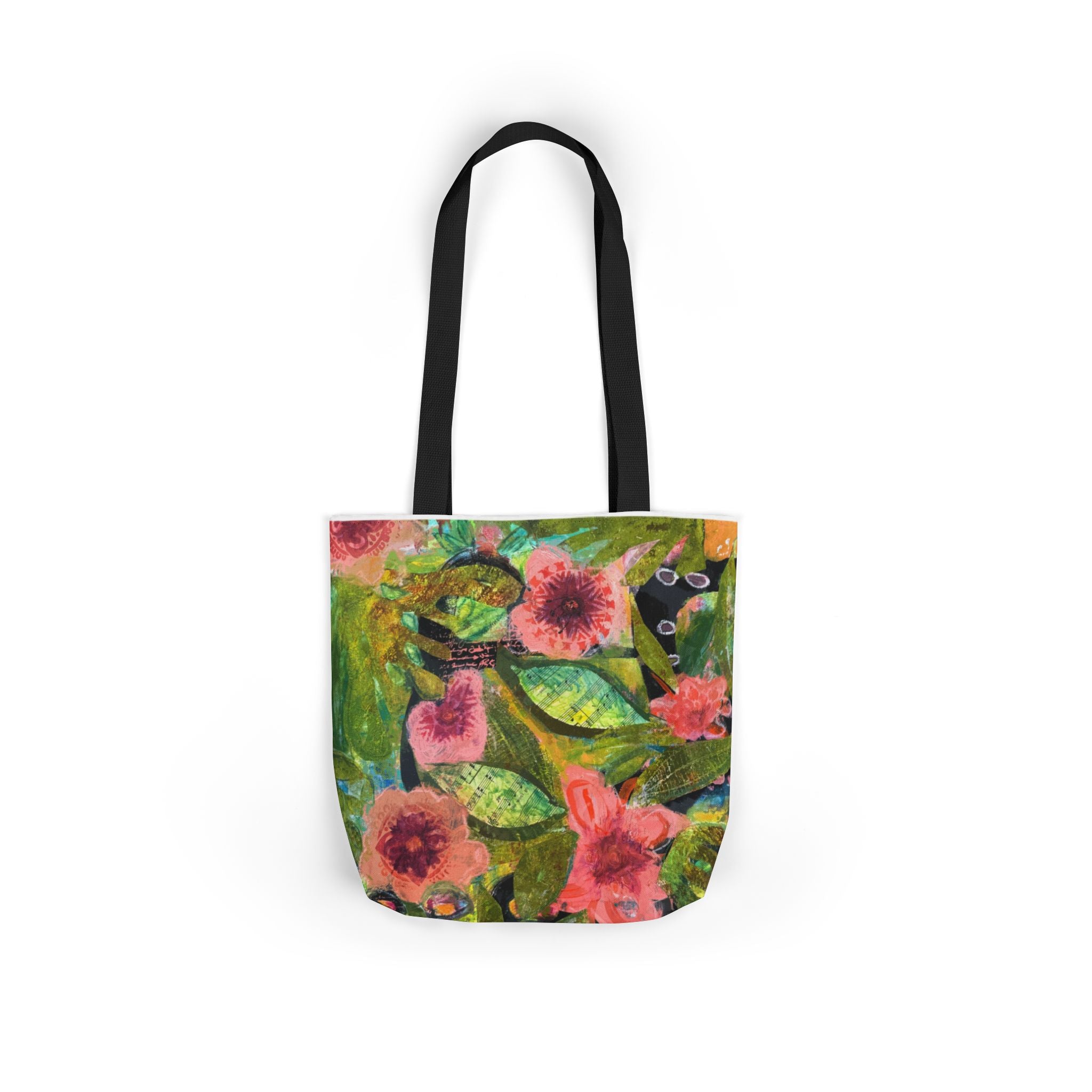garden of Boquete canvas tote bag — colorful watercolor flowers