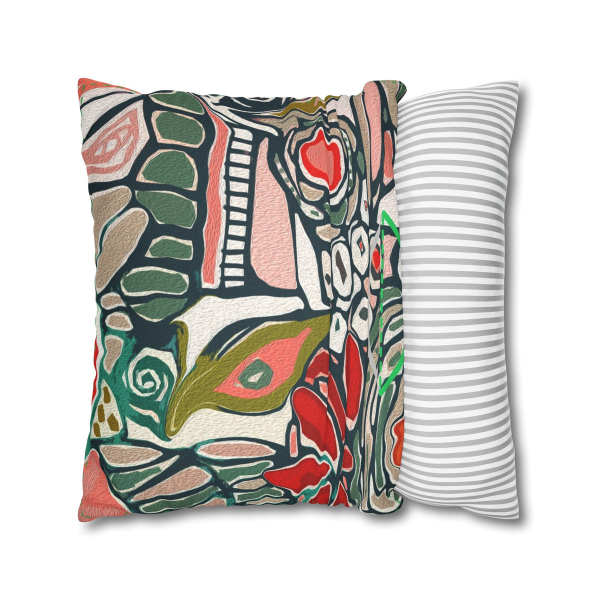 Abstract Floral Faux Suede Pillowcase – Boho Decorative Throw Pillow Cover