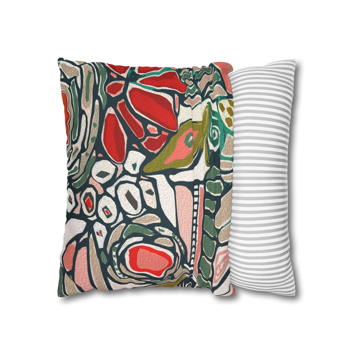 Abstract Floral Faux Suede Pillowcase – Boho Decorative Throw Pillow Cover