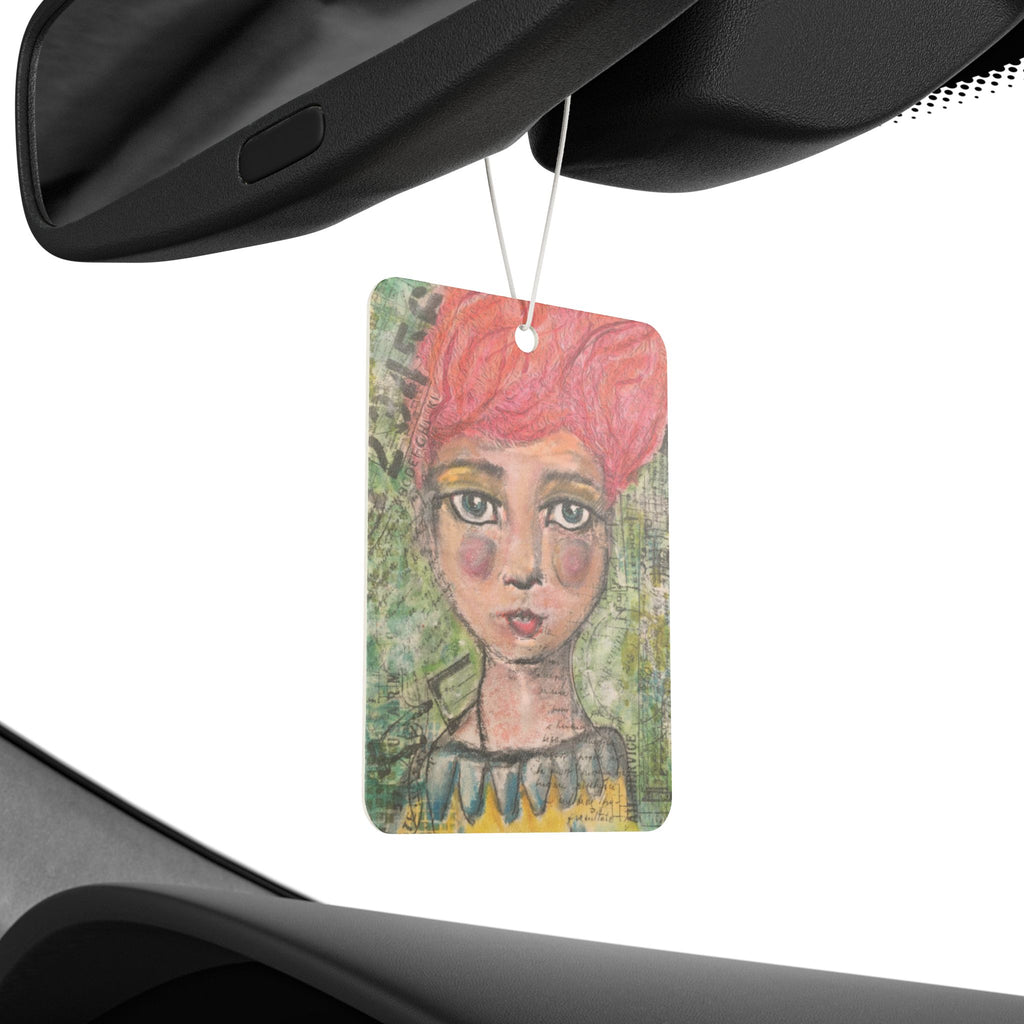 Car Air Freshener — Whimsical Red-Head Portrait Scent Card