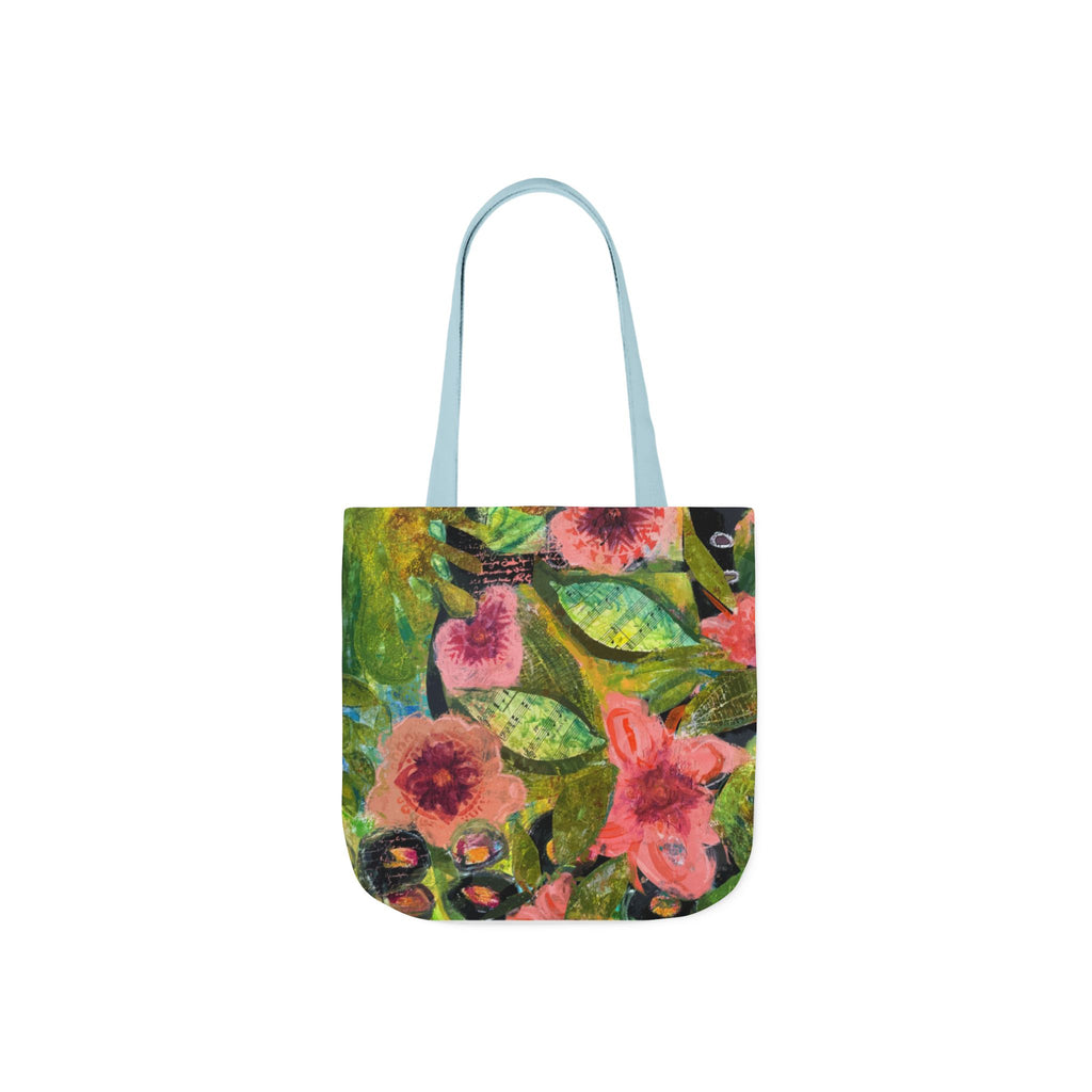garden of Boquete canvas tote bag — colorful watercolor flowers