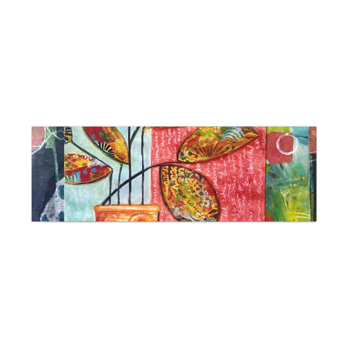 Abstract Floral Vase Canvas Print — Colorful Mixed-Media Wall Art, Matte Stretched 1.25"