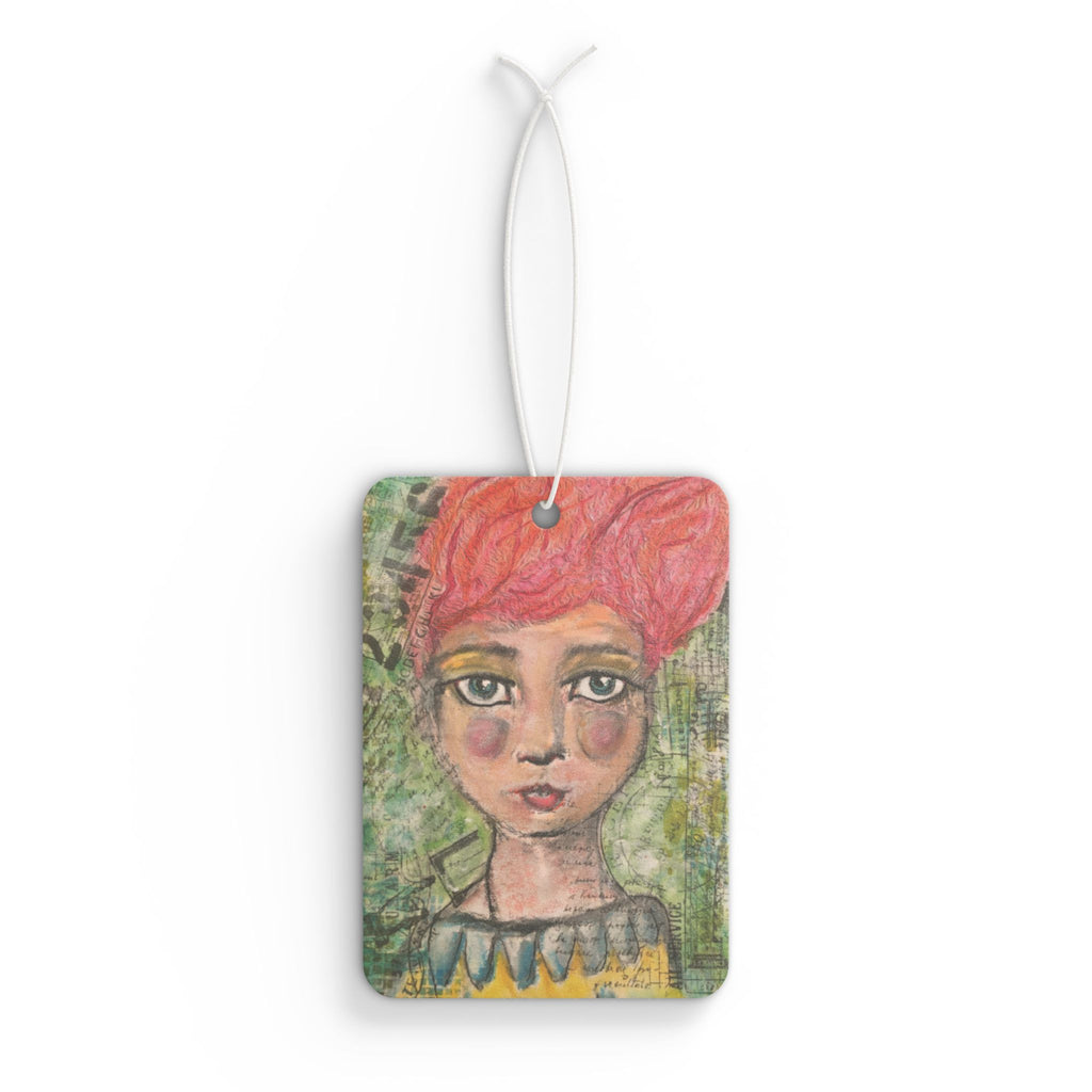 Car Air Freshener — Whimsical Red-Head Portrait Scent Card