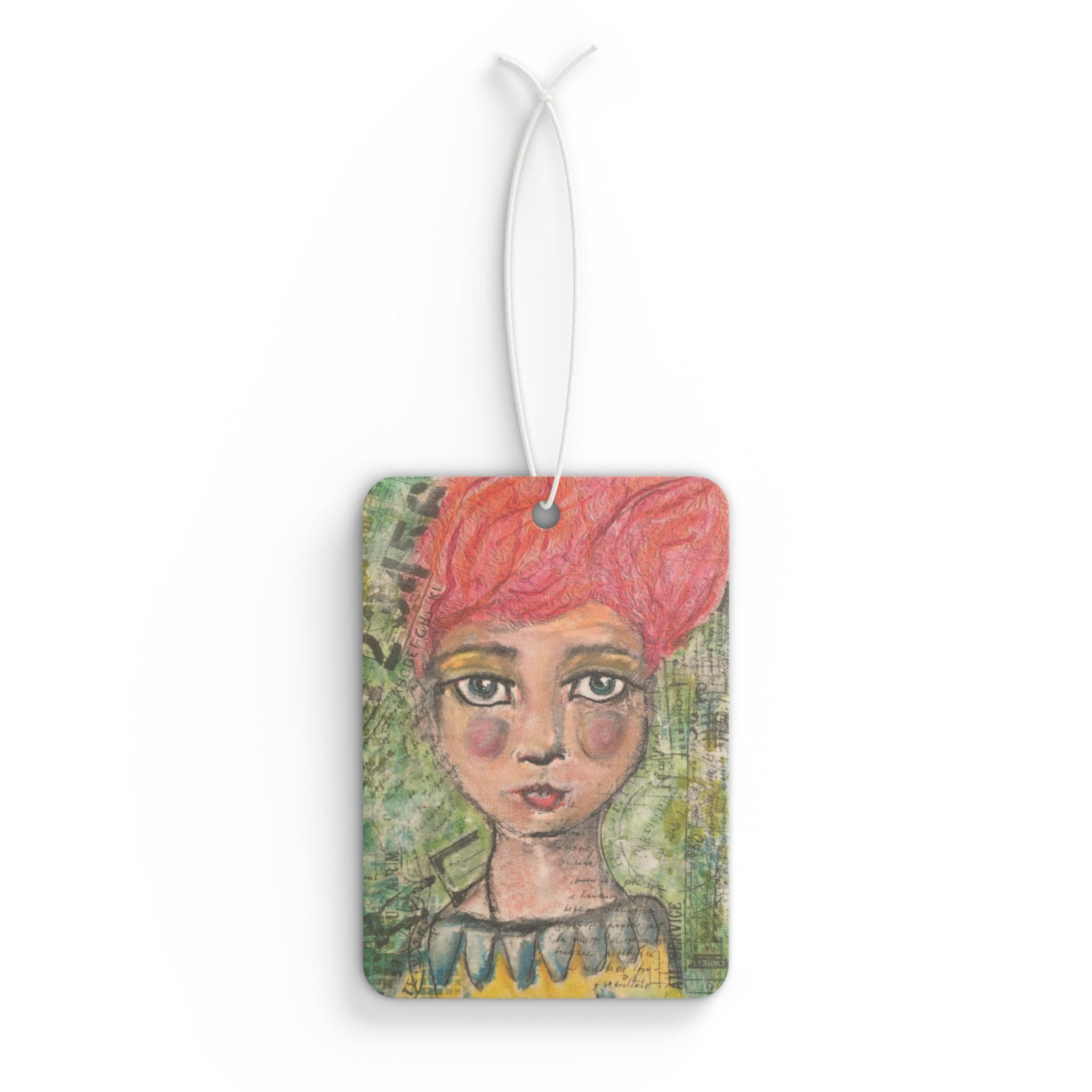 Car Air Freshener — Whimsical Red-Head Portrait Scent Card