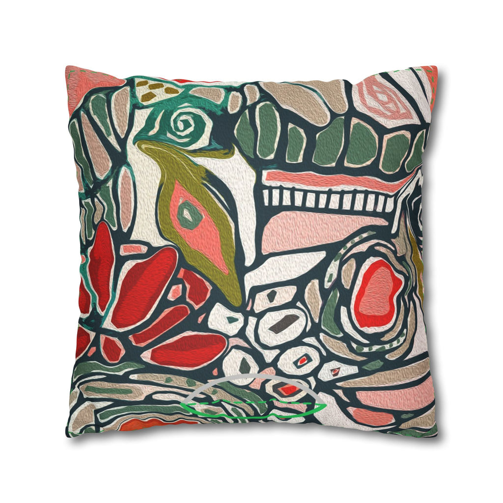 Abstract Floral Faux Suede Pillowcase – Boho Decorative Throw Pillow Cover