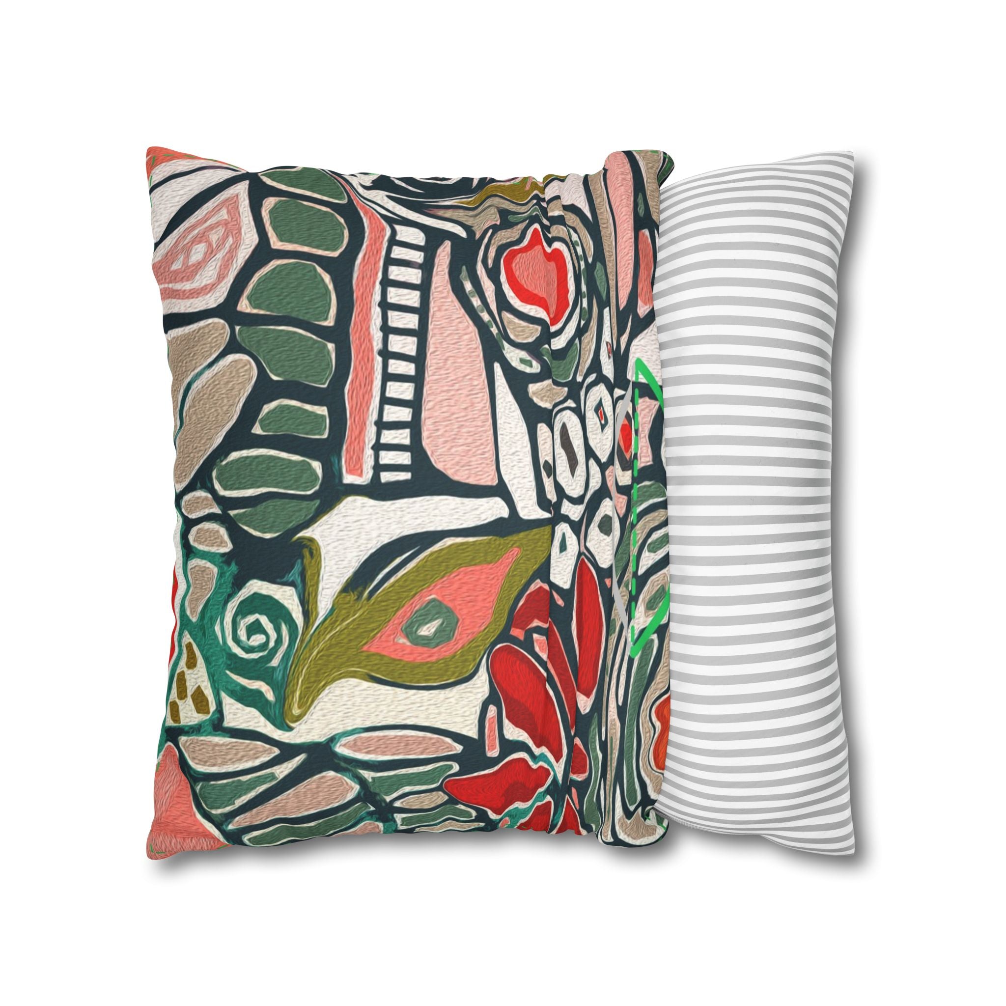 Abstract Floral Faux Suede Pillowcase – Boho Decorative Throw Pillow Cover