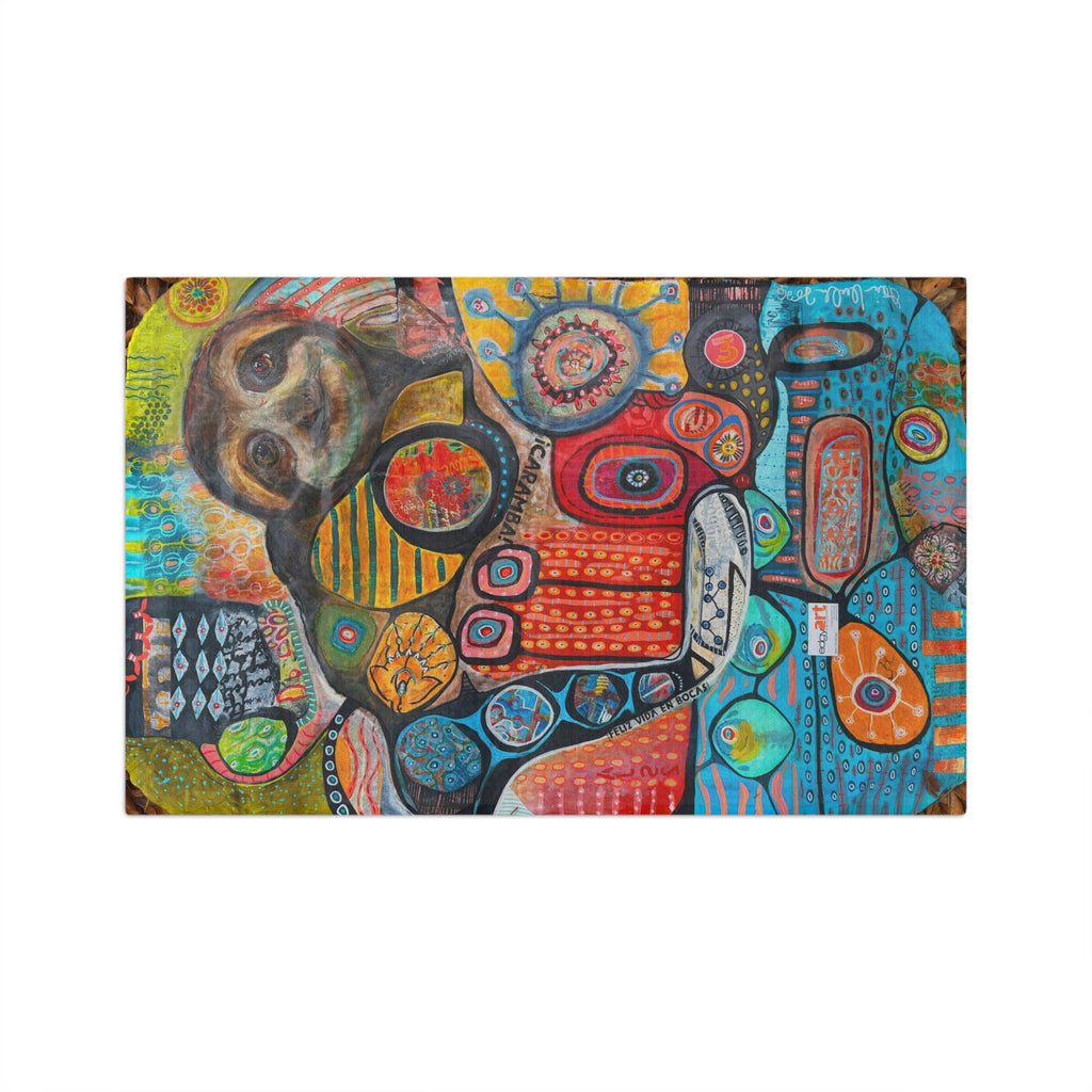 Colorful Sloth Microfiber Tea Towel – Whimsical Tropical Art Kitchen Towel