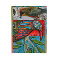 Velveteen Plush Blanket — Colorful Folk Art Bird Collage Throw