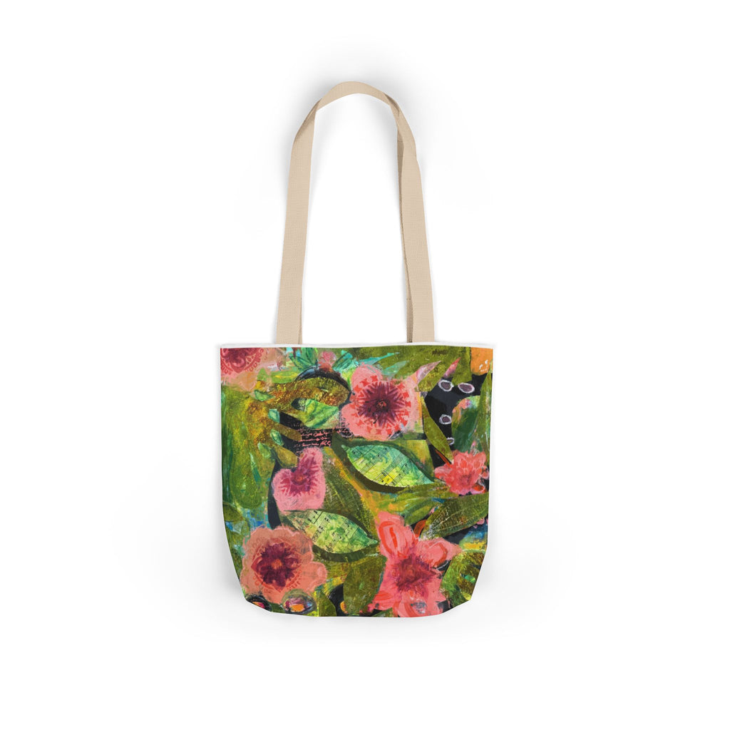 garden of Boquete canvas tote bag — colorful watercolor flowers