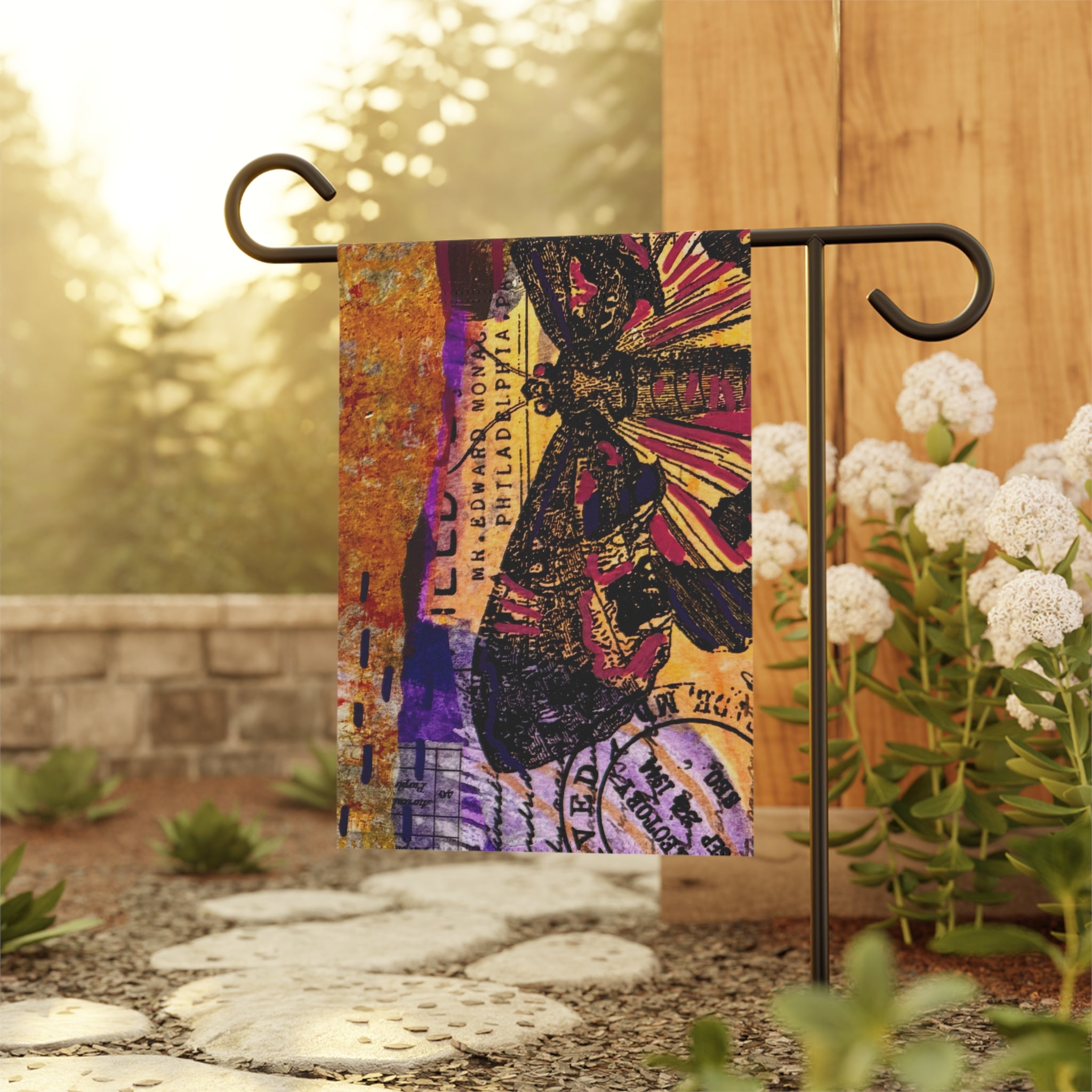 Vintage Butterfly Art Garden Flag