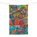 Colorful Sloth Microfiber Tea Towel – Whimsical Tropical Art Kitchen Towel