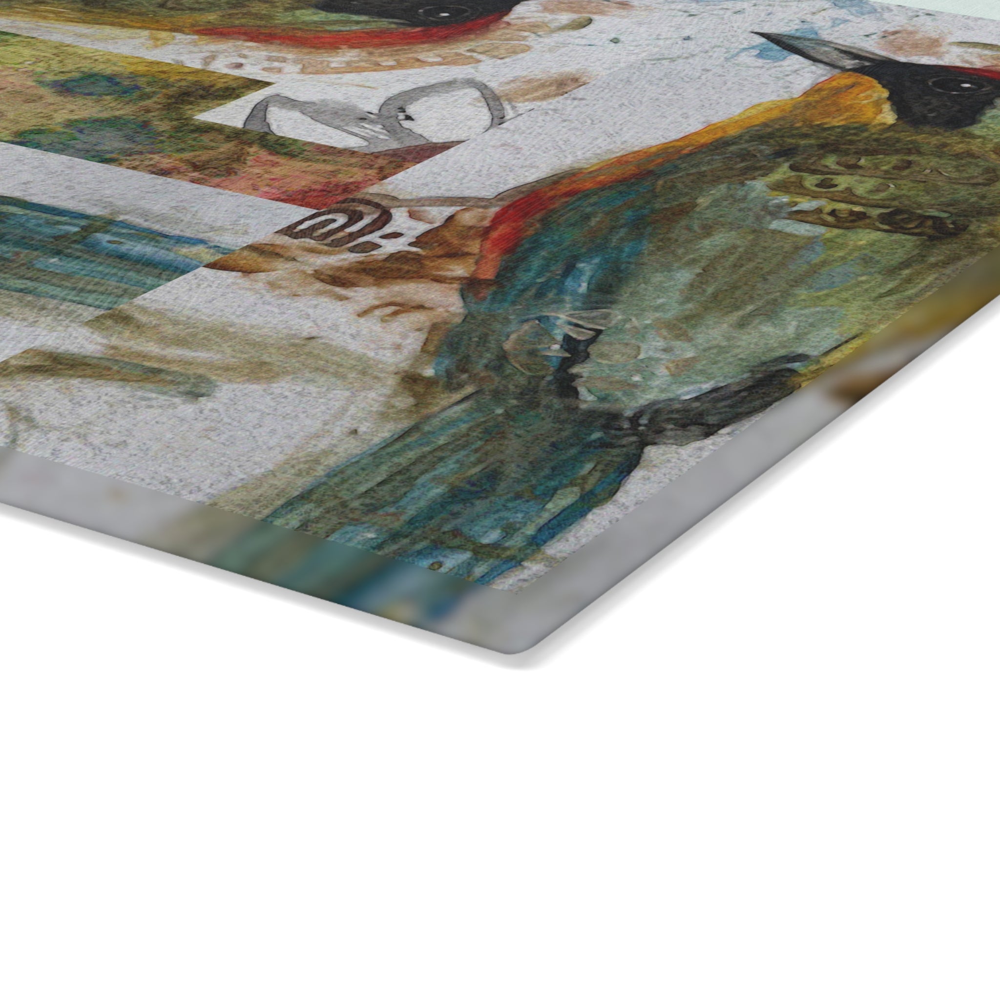 Glass Cutting Board — Rustic Watercolor Bird Design