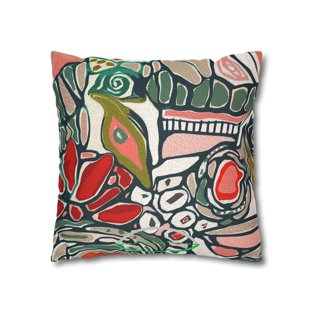 Abstract Floral Faux Suede Pillowcase – Boho Decorative Throw Pillow Cover