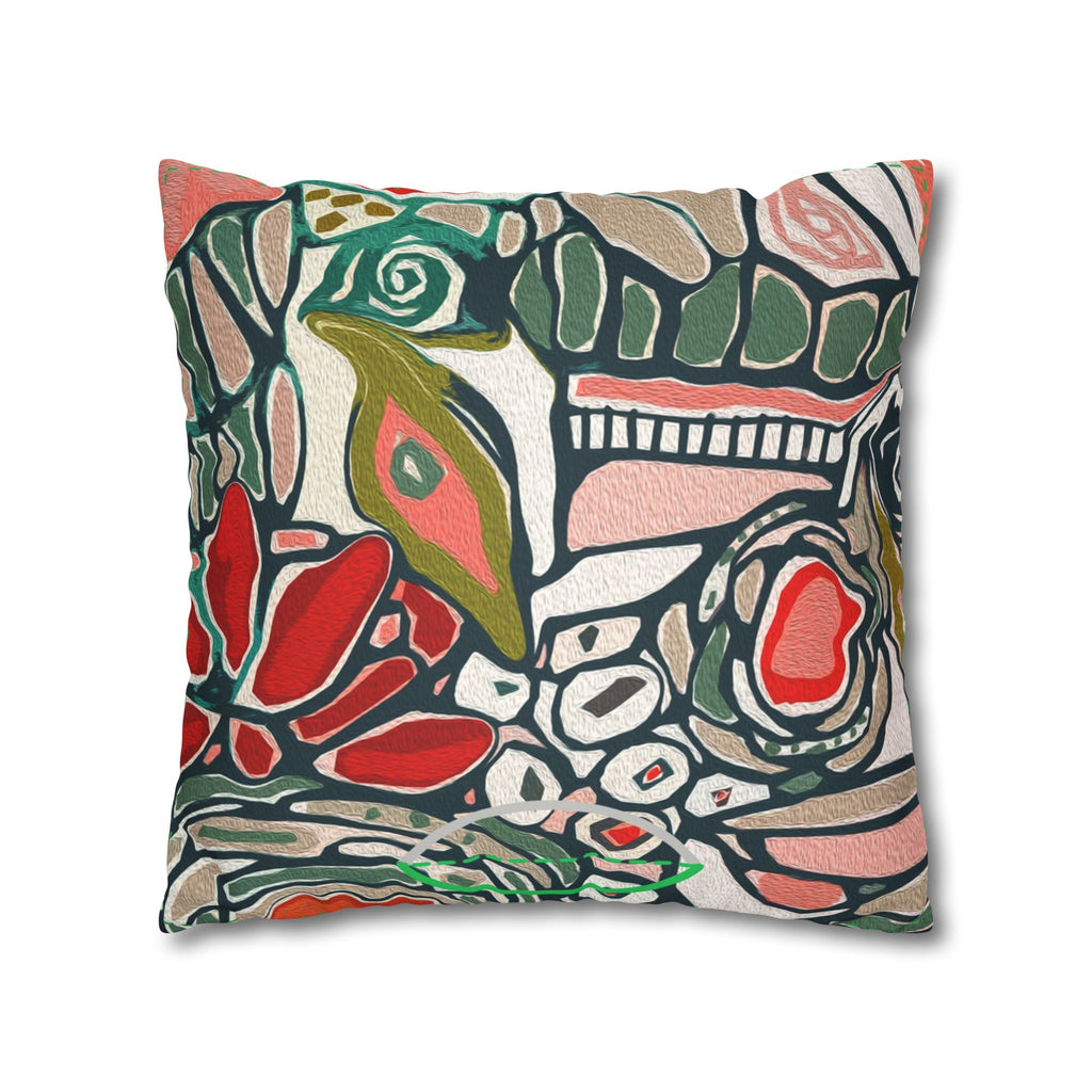 Abstract Floral Faux Suede Pillowcase – Boho Decorative Throw Pillow Cover