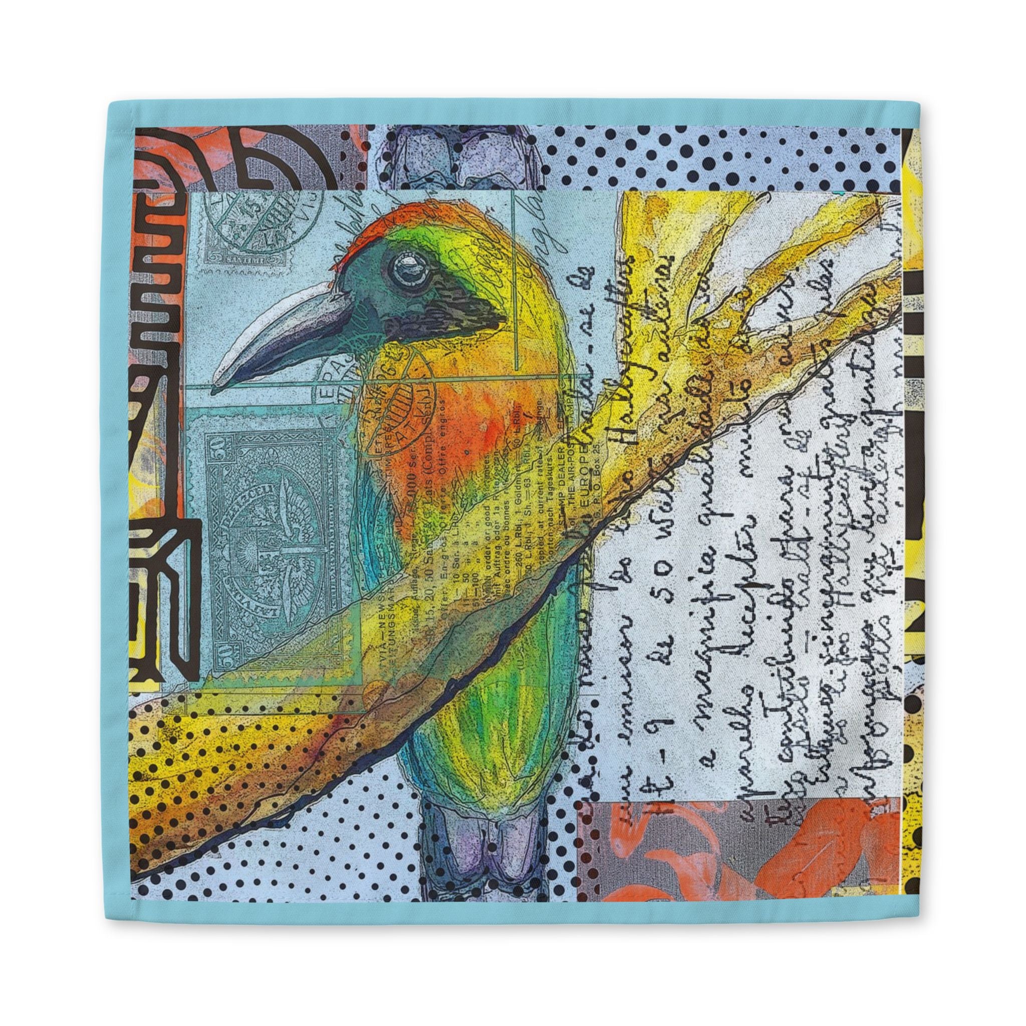 Twill Napkin - Colorful Tropical Bird Collage Print