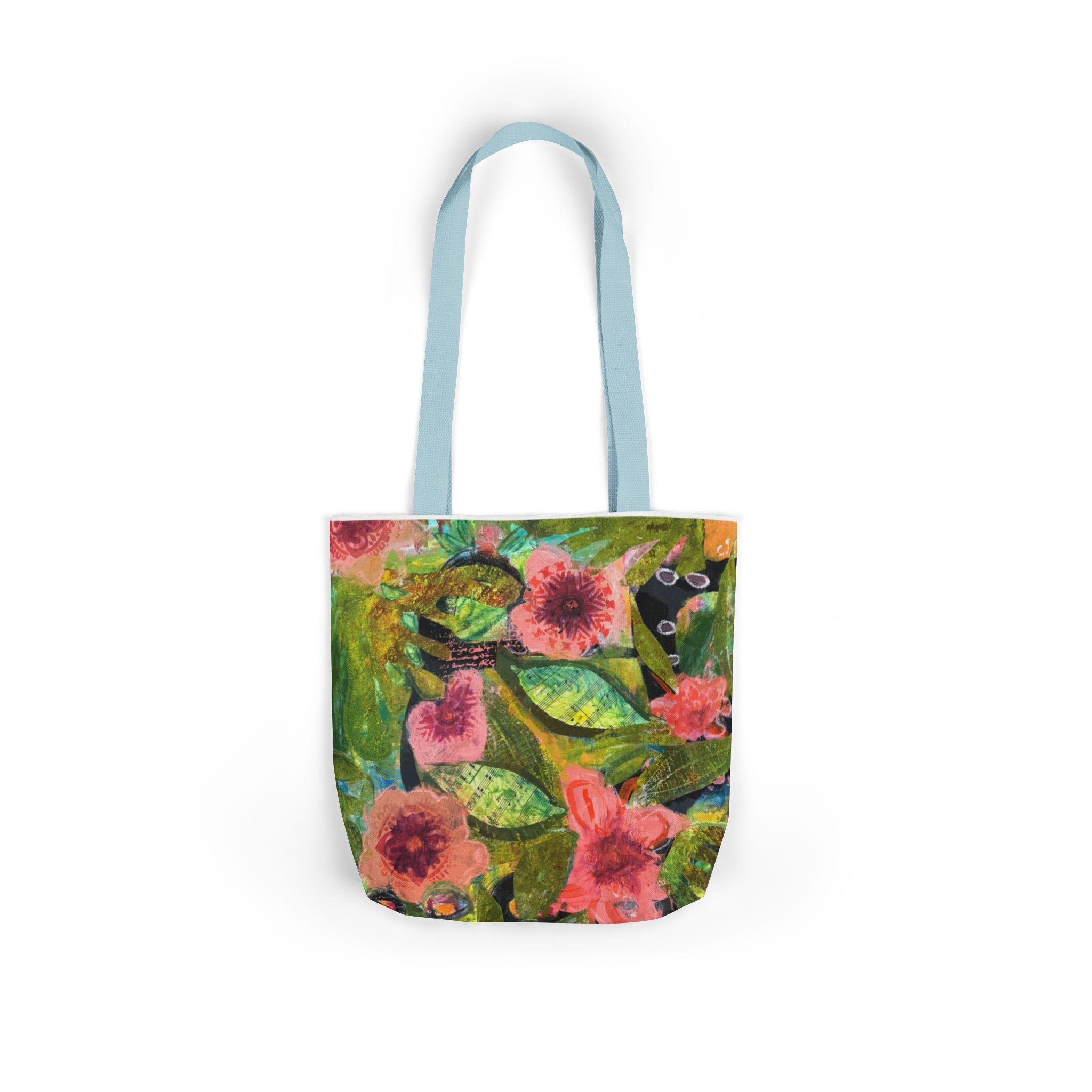 garden of Boquete canvas tote bag — colorful watercolor flowers