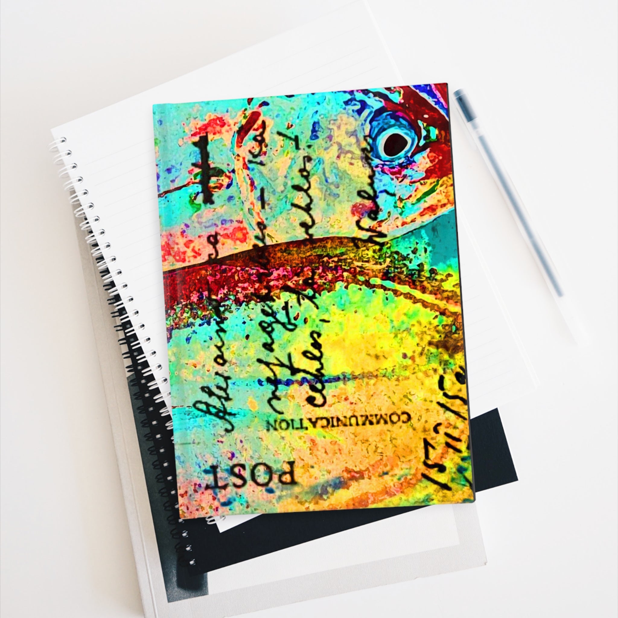 Two Fish for Friday Art Journal — Vibrant Ocean Postcard Cover Notebook
