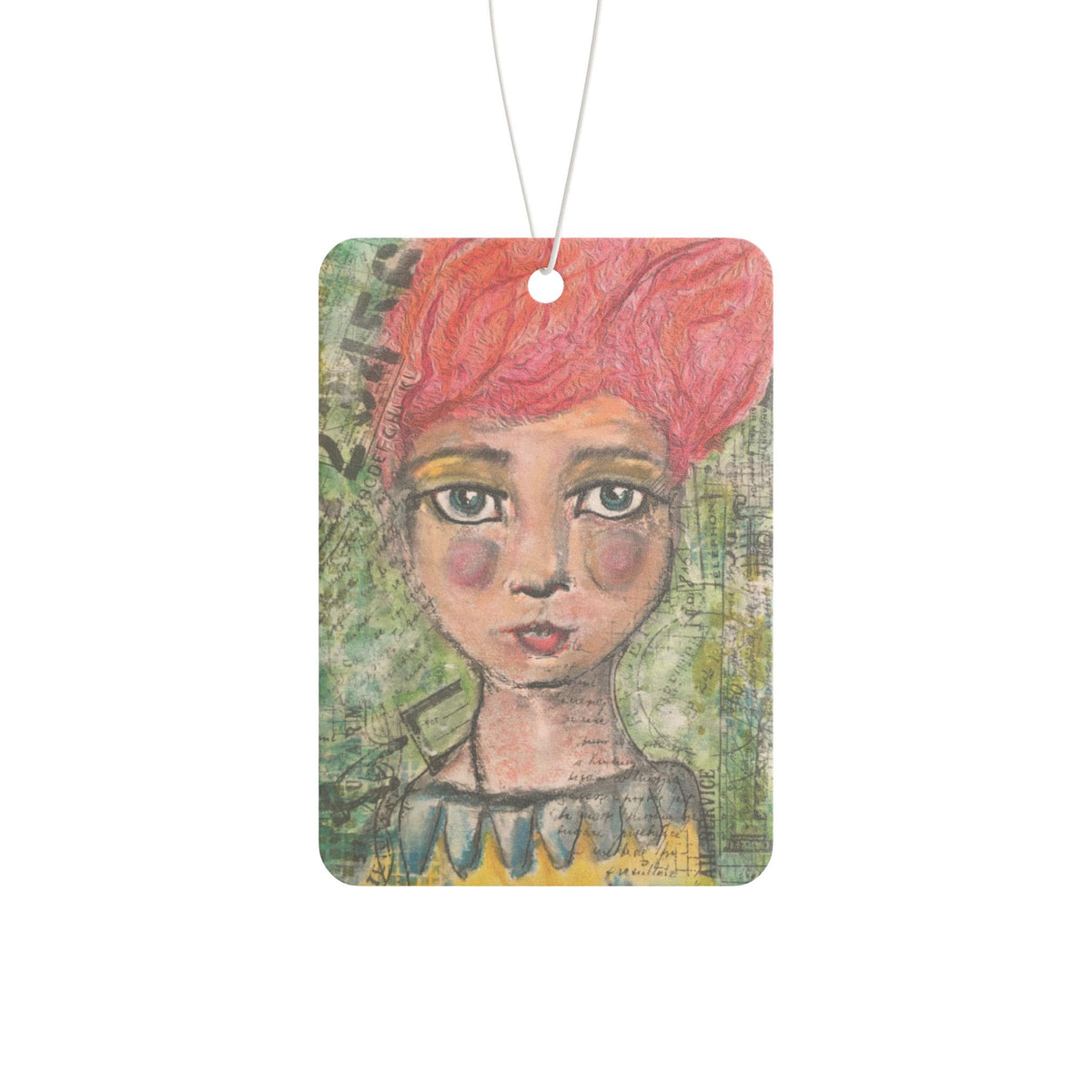 Car Air Freshener — Whimsical Red-Head Portrait Scent Card