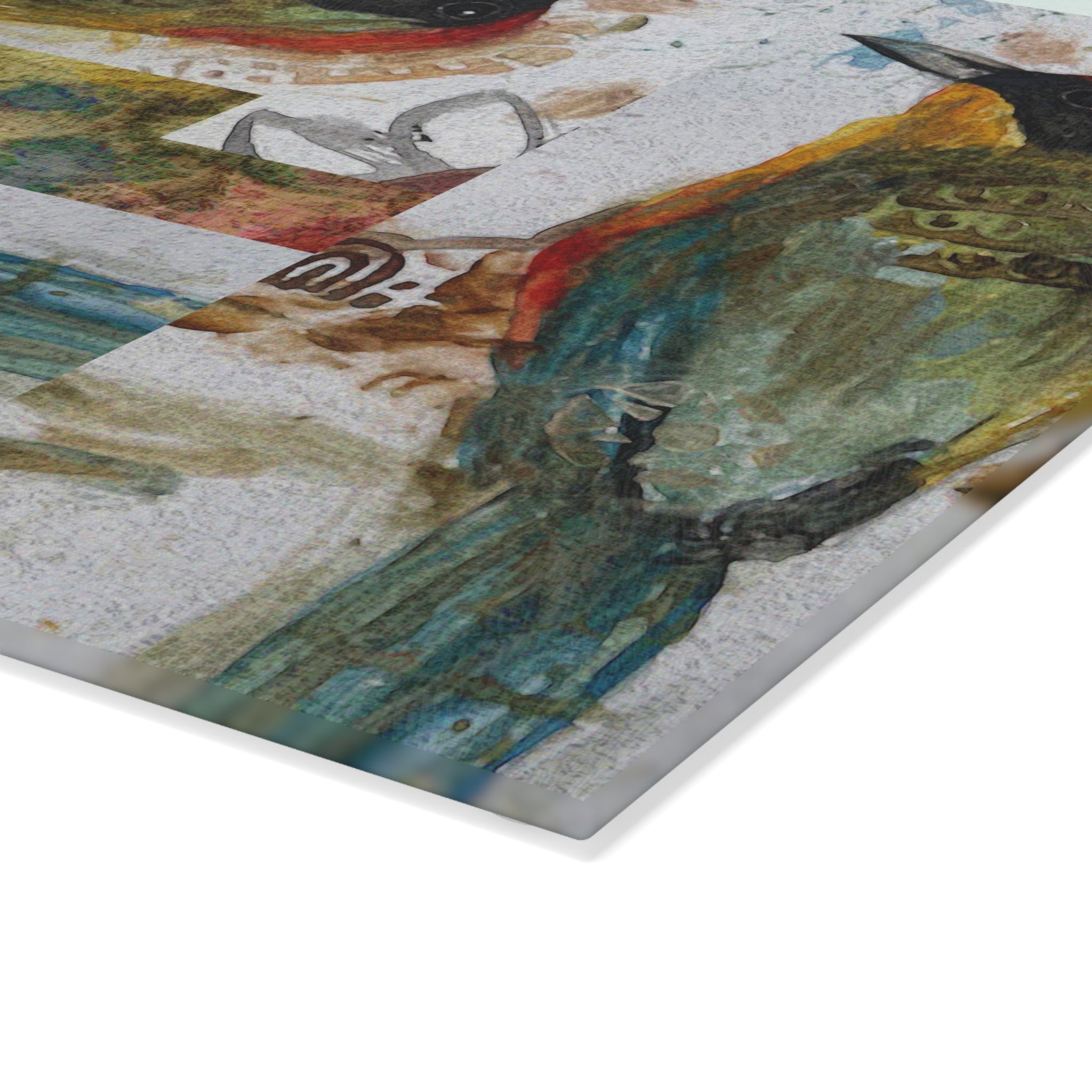 Glass Cutting Board — Rustic Watercolor Bird Design