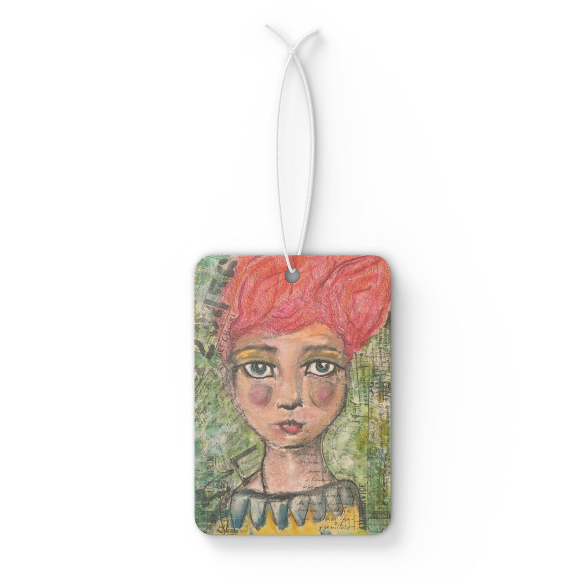 Car Air Freshener — Whimsical Red-Head Portrait Scent Card