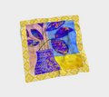 bleu jaune motifs floraux scarf